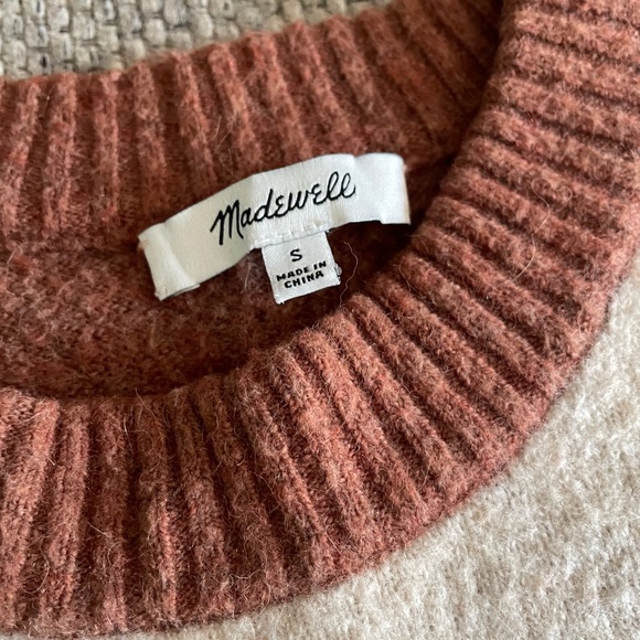 Madewell Colorblock Sweater with Rust and Cream Tones, Small - Picture 2 of 4